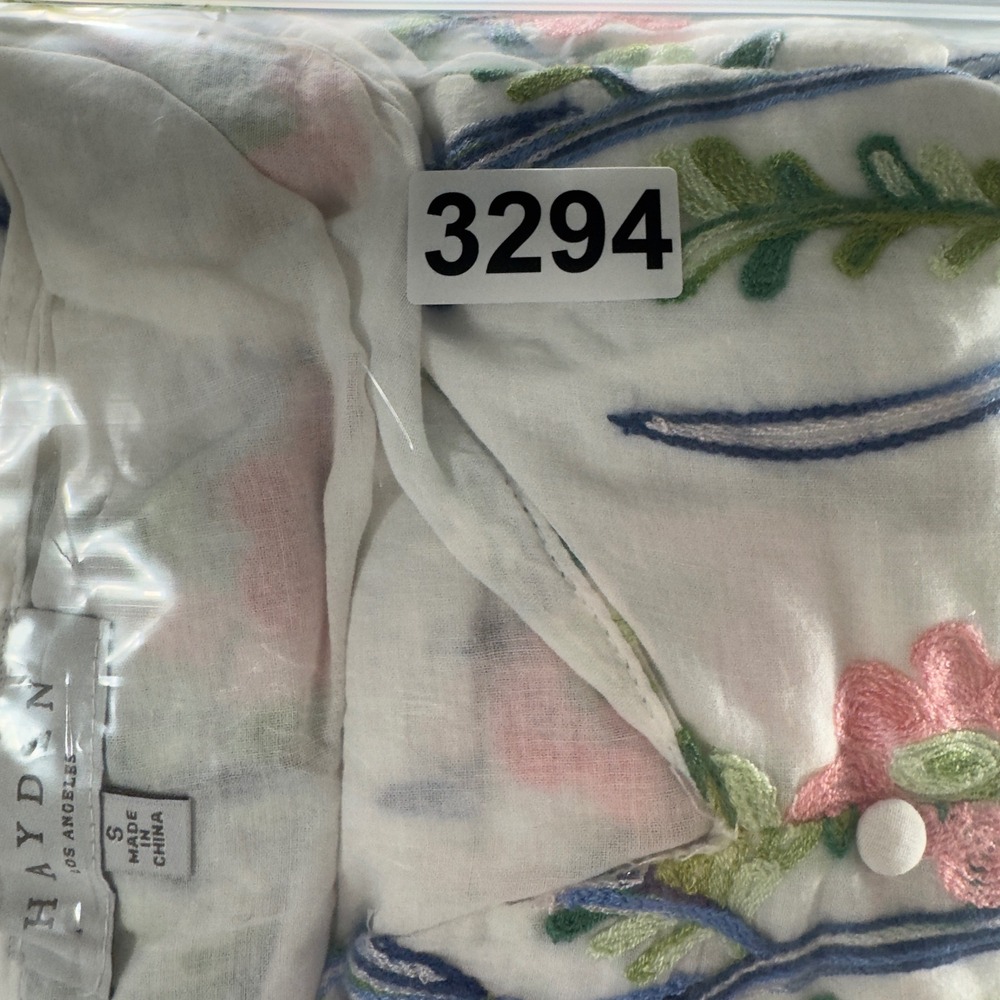 3294 | Hayden Los Angeles White Floral Embroidered Gauzy Mini Dress Womens Small - Picture 10 of 10